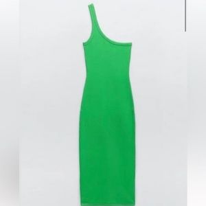 Zara green one should body con midi dress